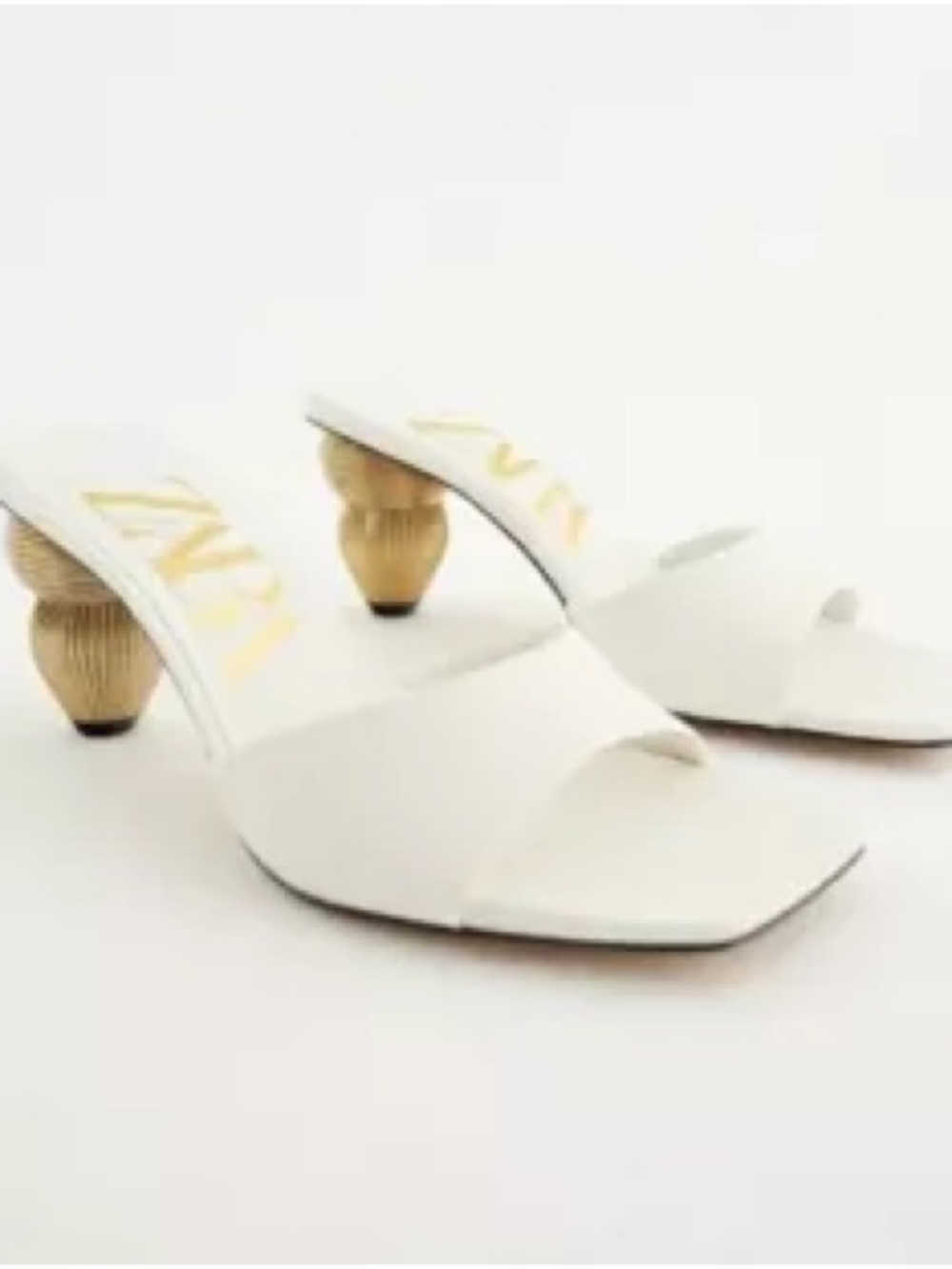 Zara White Women's Open-Toe Heeled Sandals with Sculpted Gold Heel